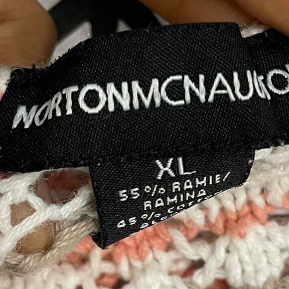 Norton McNaughton Open Crochet Knit Sweater Women's XL Multicolor Cropped Boho - Picture 9 of 9